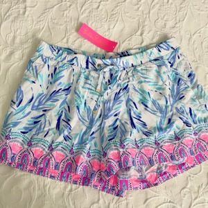 Lilly Pulitzer Blue, Turquoise & Pink Leaf Print Shorts